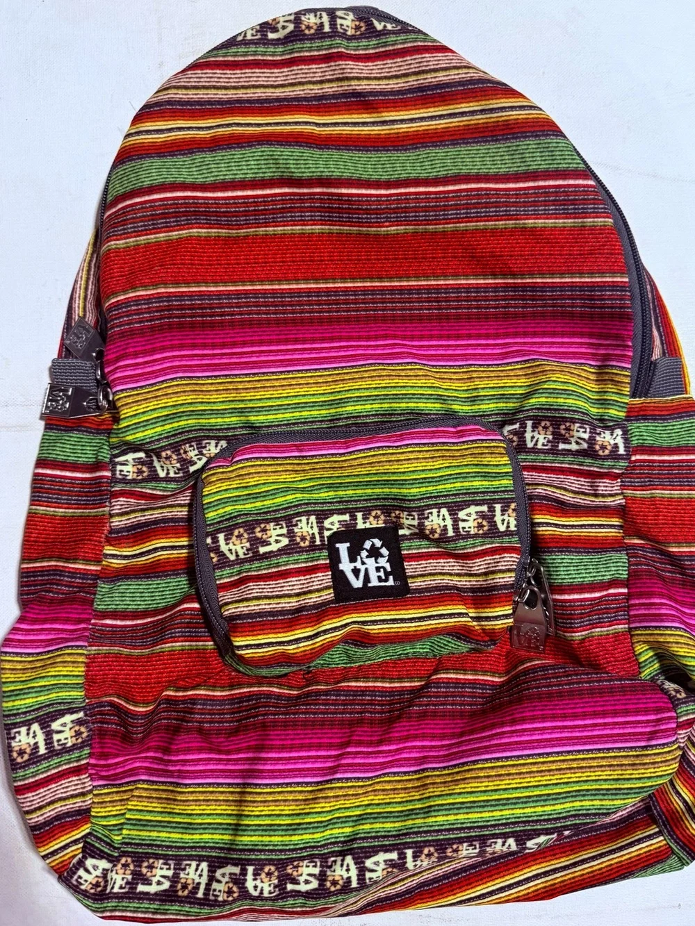 Love Vibrant Multicolor Striped Backpack